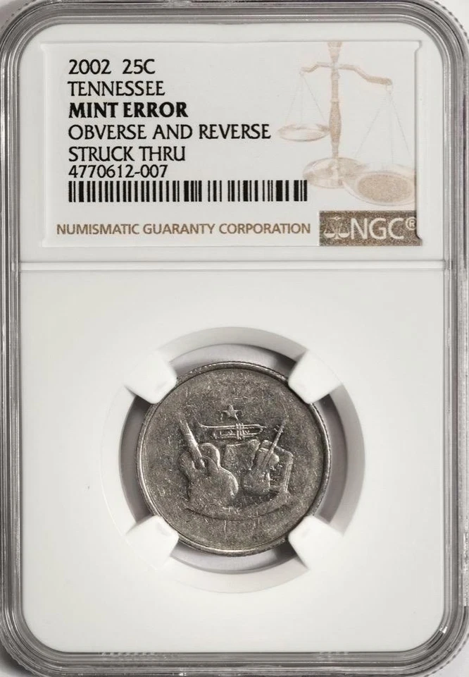 2002 NGC Major Struck Thru Tennessee Quarter Mint Error Rare - Image 2 of 4