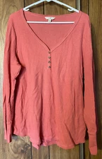 Terra & Sky Pink V Neck Long Sleeve Top Womens 1X 16W-18W