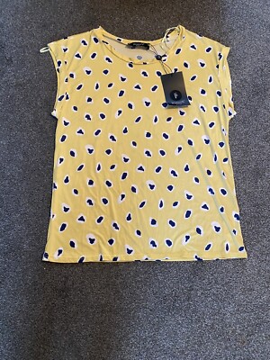 Sisters point Designer lemon Yellow & Blue t shirt Size XS 8/10 Short Sleeve  