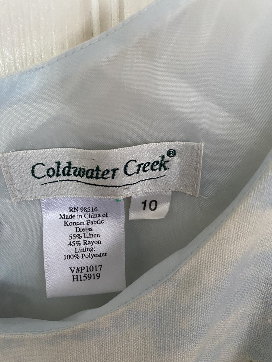 Robe En Lin Coldwater Creek - Taille 10P (petite) - Blanche Et Rouge - Occasion Très Bon état