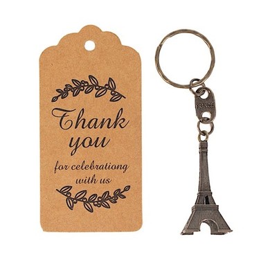 10 pcs 4'' Eiffel Tower Keychains with Thank You Tags Party Favors Decorations