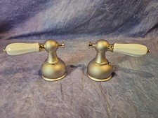 Delta H612NP Faucet Handles Porcelain Lever Polished Brass Matte Nickel   