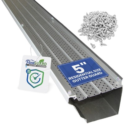 FlowGuard USA Made Professional DIY 5 Inch 50-Year Gutter Cover System - Matt...