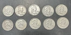 Lot of 10 Mixed Dates Old U.S. Franklin Half / Halves Dollar Silver Coins Loc#J3