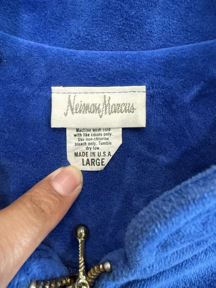 Chaqueta de gamuza con cremallera Neiman Marcus vintage años 90 para mujer talla L azul hecha en EE. UU. Foto 4 de 4