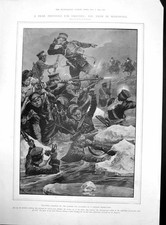 Original Old Antique Print Japanese Ice Attacked Cossacks Lord Grimthorpe 1905