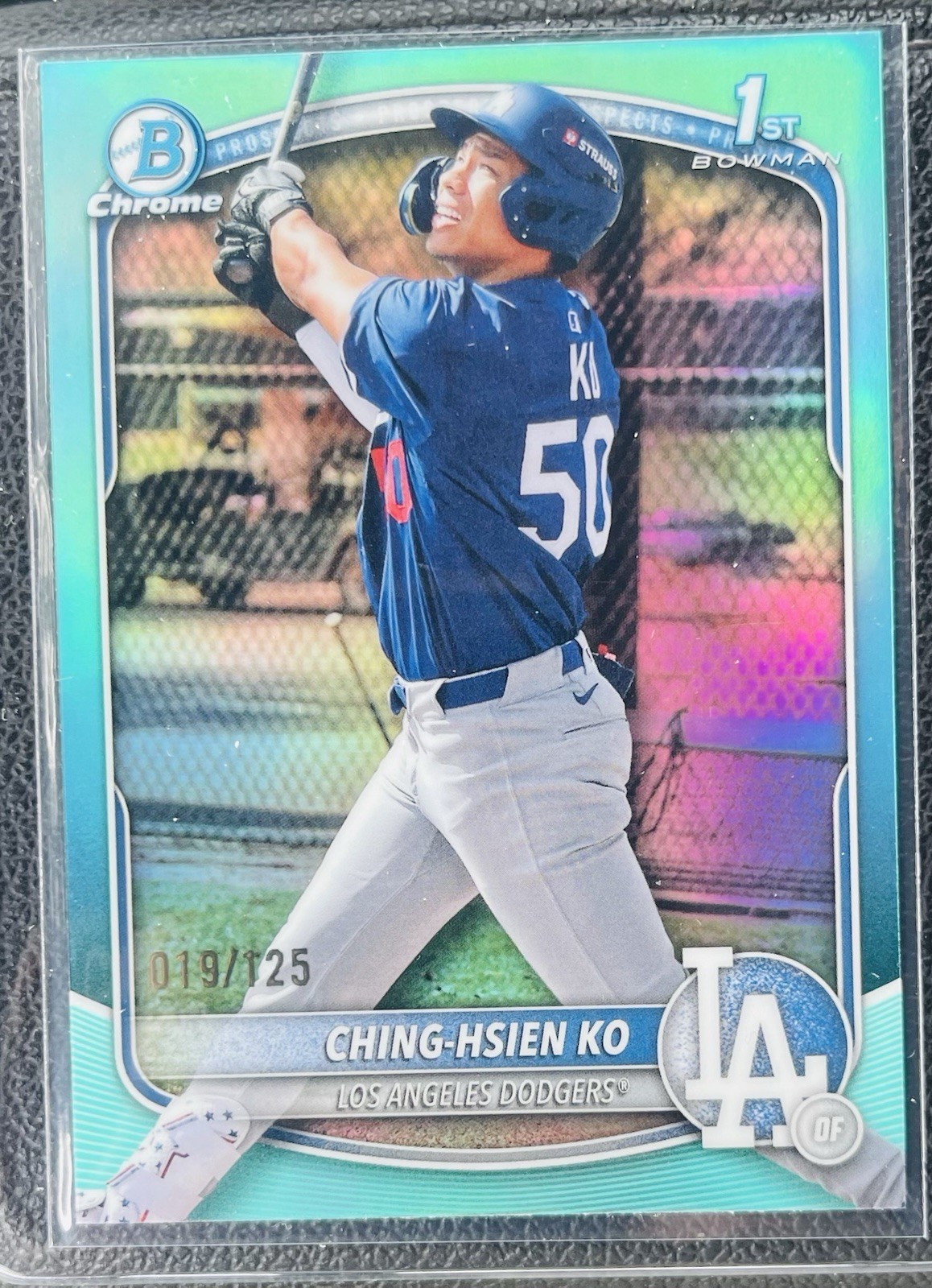 2025 Bowman Chrome Ching-Hsien Ko 1st Bowman Aqua Refractor /125 Dodgers