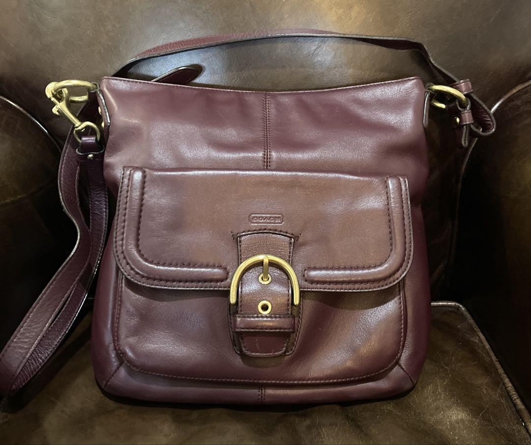 COACH Old Coach Shoulder Bag Tote Bag Bordeaux Leather Women's