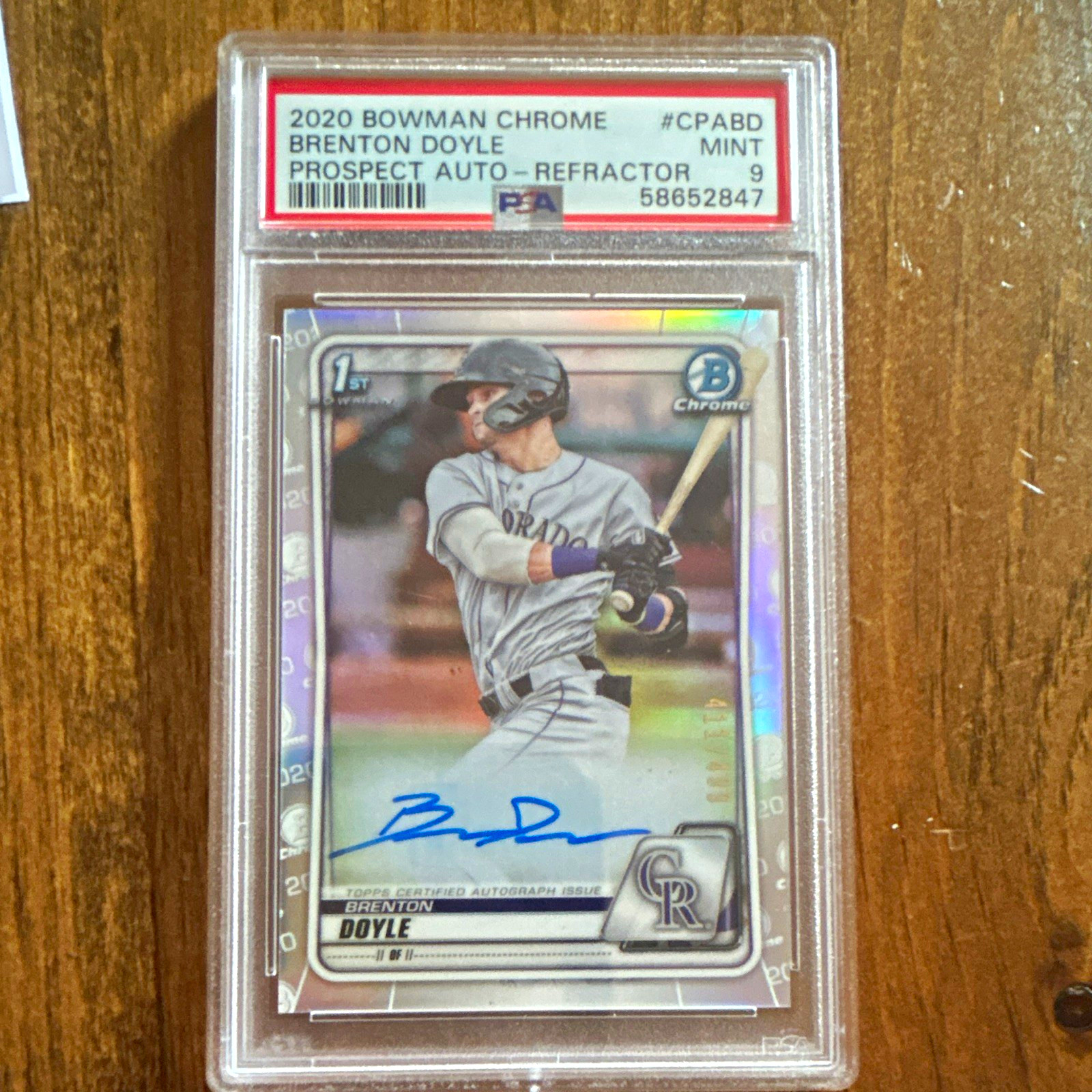 Bowman 2020 Bowman Chrome Prospect Auto Refractor /499 PSA 9 58652847 view 1