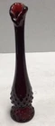 Vtg Fenton Ruby Red Swung Glass Strawberry Bud Vase 10”