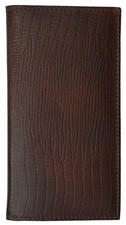 Reptile Brown Leather Checkbook Cover