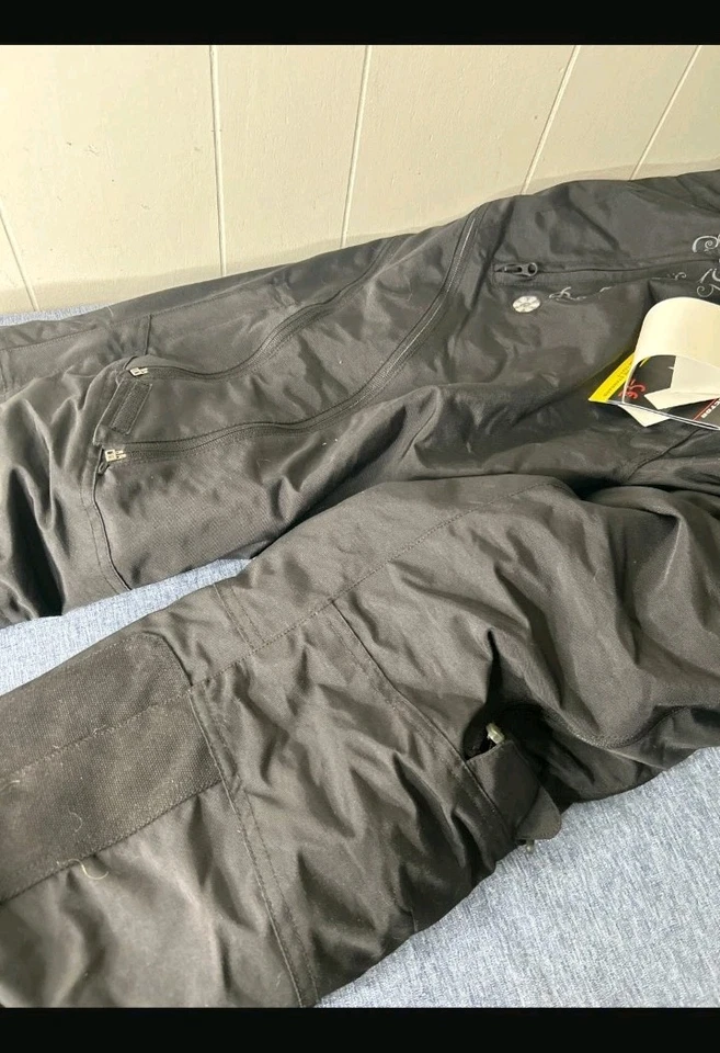 Calça de motocicleta Joe Rocket Alter Ego feminina têxtil flores pretas nova com etiquetas, tamanho G - Imagem 2 de 4