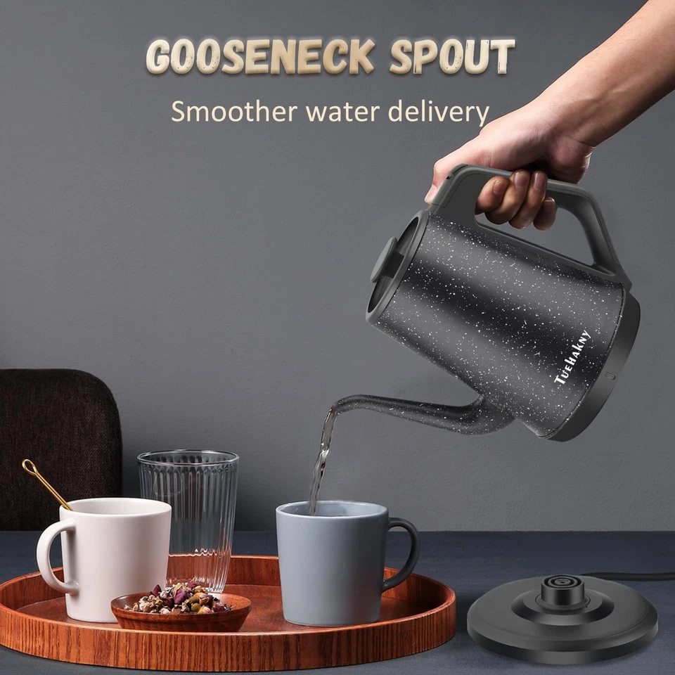 1l Electric Kettle 1000w, Quick Heat-Up In 3 Min, Black Stainless Steel Kettle - Image 3 of 4