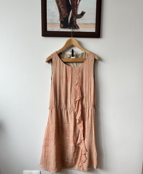 Women Armani Collezioni Dress Beige Silk 40 / L /