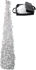 5 Ft White Tinsel Christmas Tree - Collapsible Pop up Christmas Tree with Bag