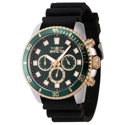 Uhr Invicta 46127 Herren Chronograph Edelstahl Armband Silikon Zifferblatt Grün