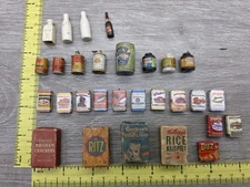 Vintage Dollhouse Food Cans Tins Cereal Box Kelloggs Gerbers Nabisco Ritz Heinz 