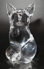 Stueben Glass FOX Signed LE 1028/1300 Hand Cooler, Paperweight, Figurine, 3 1/4"