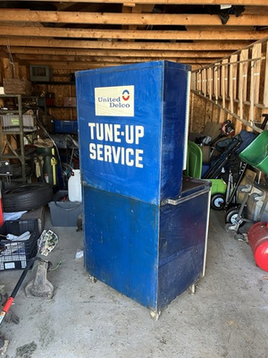 #ad #ad United Delco Blue White Cabinet Gas amp; Oil Theme Advertising $225.00