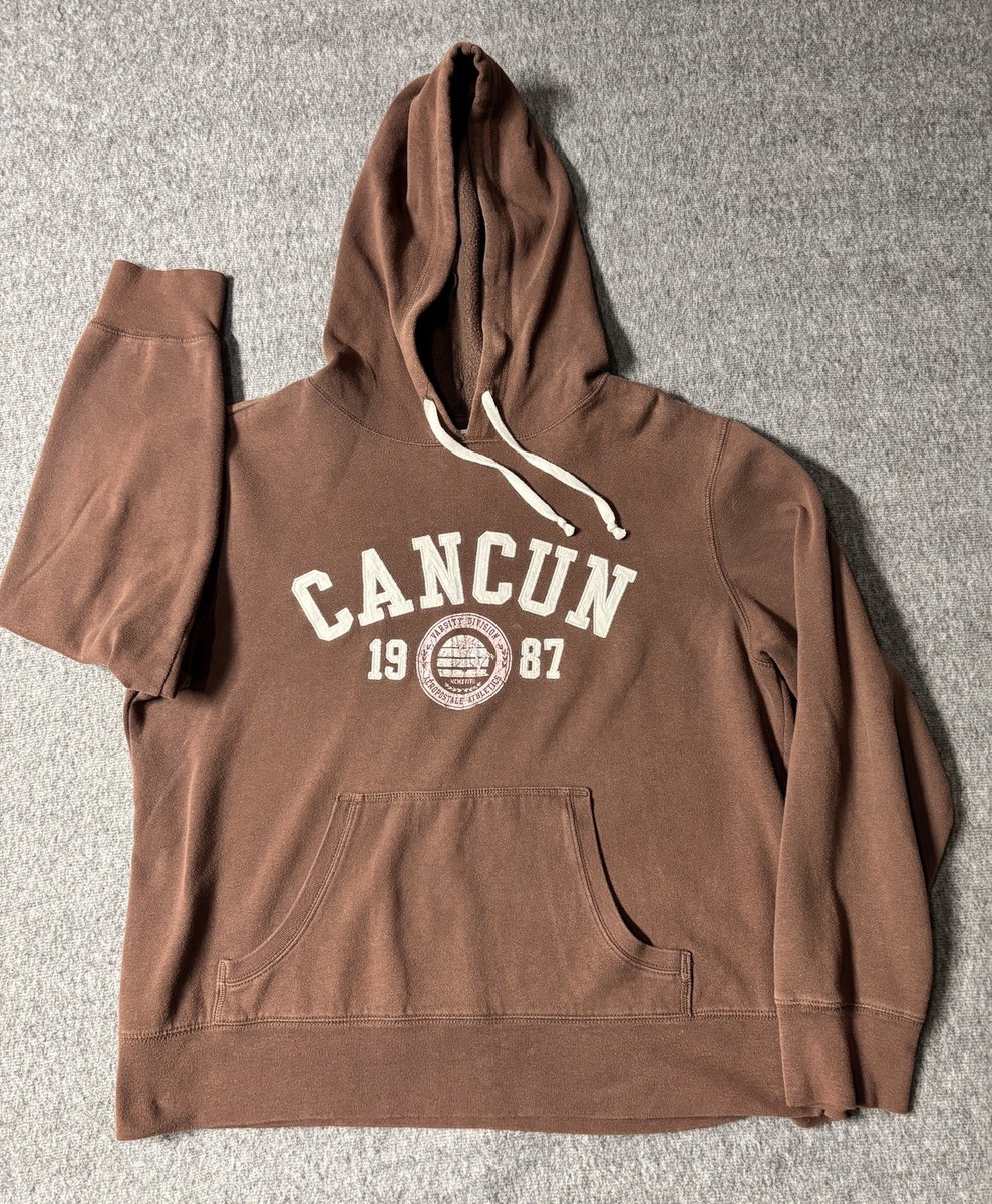 Aeropostale Chocolate Brown Pullover Graphic Hoodie Size M Cancun