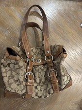 Coach, Chelsea Signature Jacquard Turnlock Satchel Bag, Tan  Brown