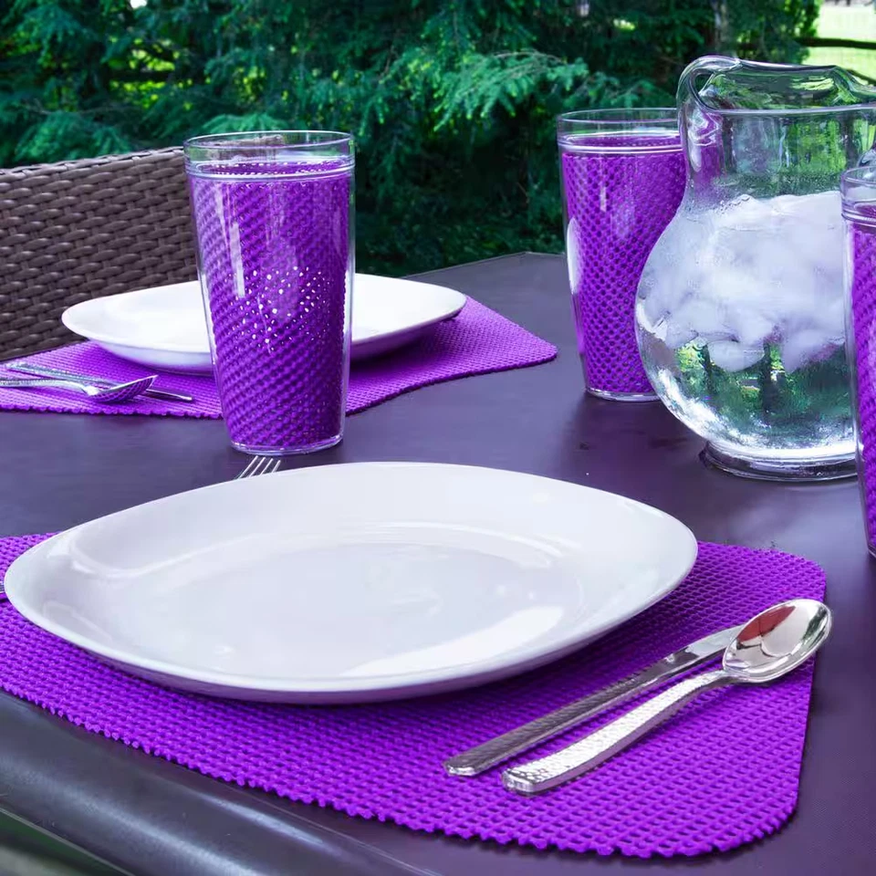 Fishnet 19 In. X 13 In. Purple PVC Covered Jute Wedge Placemat (Set of 6) - Image 4 of 4