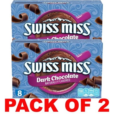 SWISS MISS Dark Chocolate Hot Cocoa Mix (8) 1.25 oz Packets in Box   2 PACK
