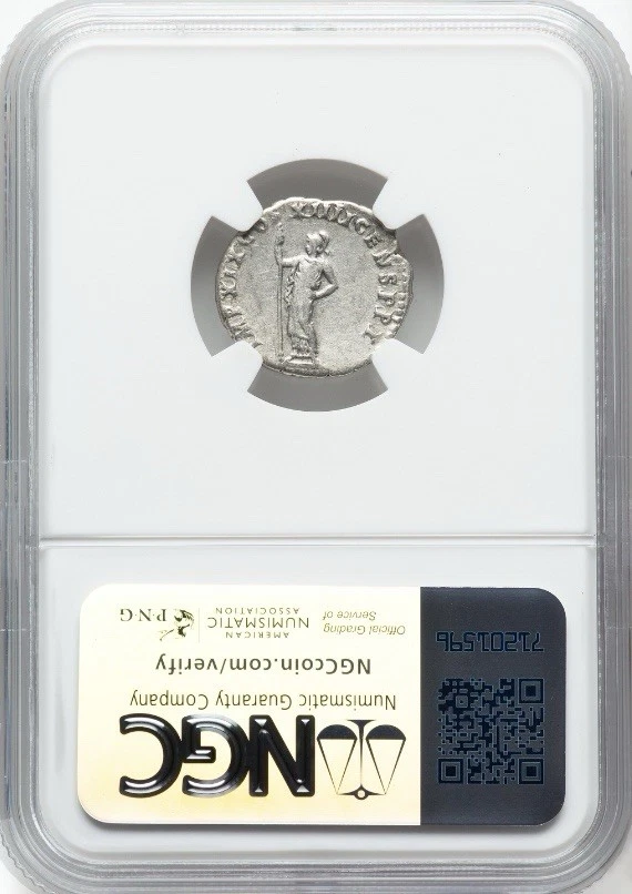 Domitian 81-96 AD, Roman Empire AR SILVER Denarius Ancient Rome Caesar, NGC Ch F - Image 4 of 4