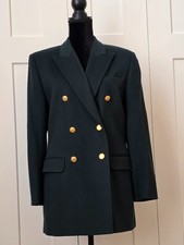 VTG. WOMEN'S AQUASCUTUM BLAZER CLASSIC DARK GREEN - SIZE 8 - 100 WOOL - ENGLAND