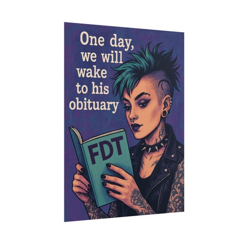 FDT Punk Inspired Protest Sign Poster “One day, we will wake to his obituary” - Picture 8 of 73