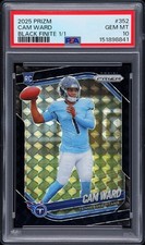 Cam Ward 2025 Panini Prizm Black Finite 1/1 Rookie Card - PSA 10