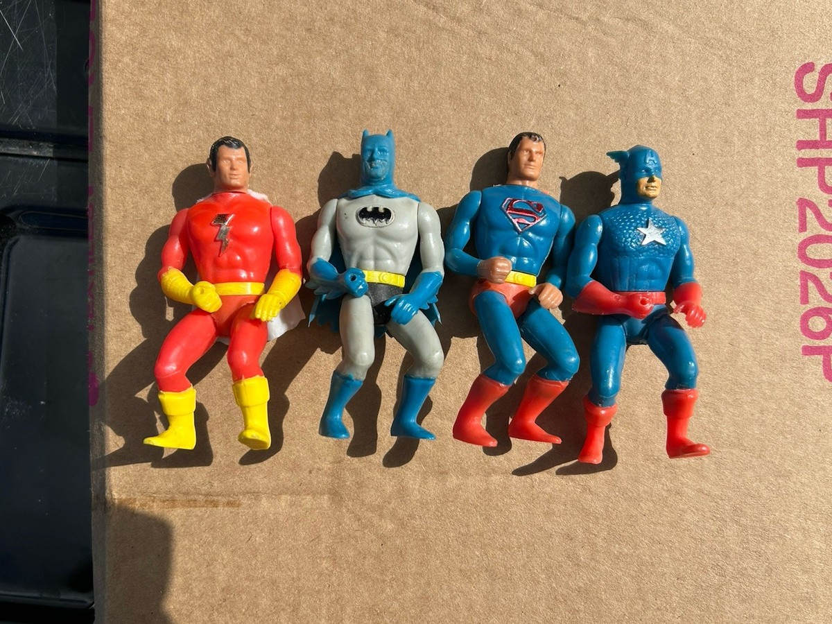 1975 Mego Pocket Heroes Shazam Batman America Superman Bent