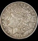 1921-S Morgan Silver Dollar. Which is composed of 90% silver.