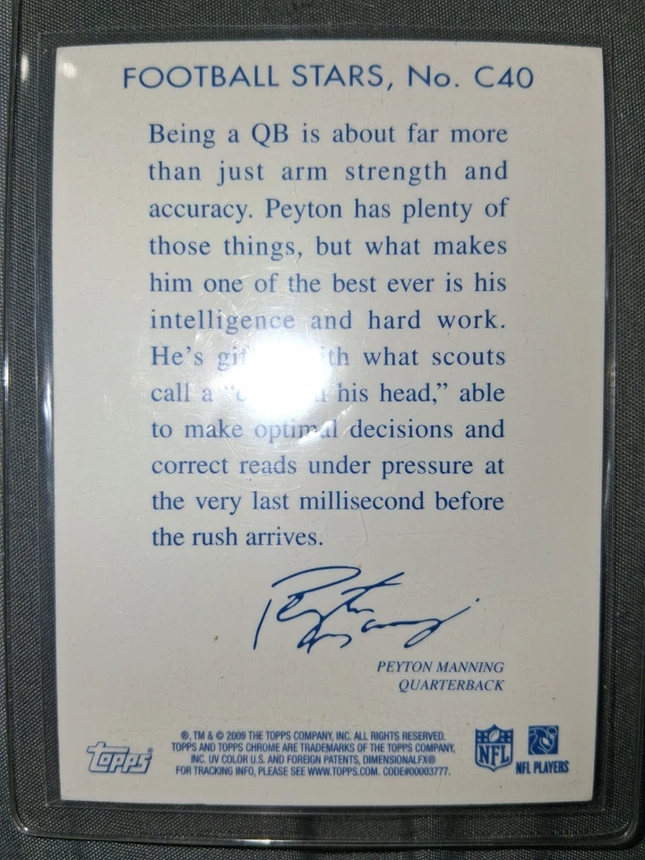 2009 Topps Chrome - 1935 Chicle Design Peyton Manning #C40 - Image 2 of 2