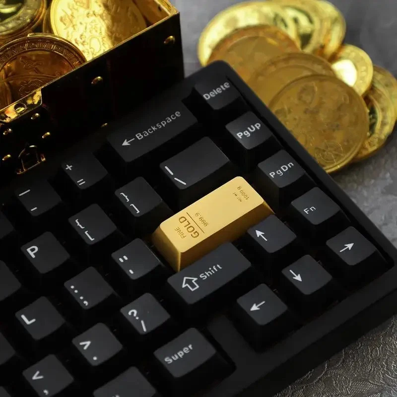 Keycaps Gold Bar Theme Cherry Profile Mechanical Keyboard Zinc Alloy Keycaps - Image 3 of 4