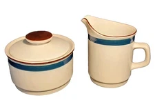 Dachi Akey Set Creamer Sugar With Lid Contemporary Tableware Blue 3 Pieces Vtg