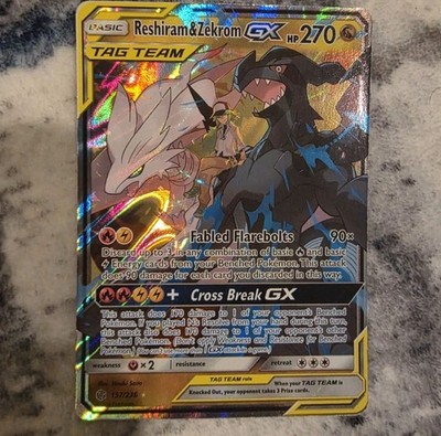 Reshiram&Zekrom gx 157/236 full art ultra rare pokemon cosmic