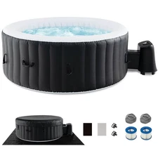 70" Round SPA Pool Inflatable Hot Tub with 110 Air Jets Electric Heater Pump