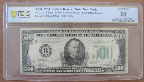 Fr 2201-B 1934 $500 Federal Reserve - New York - PCGS VF 20 - Free Shipping! - Picture 1 of 3