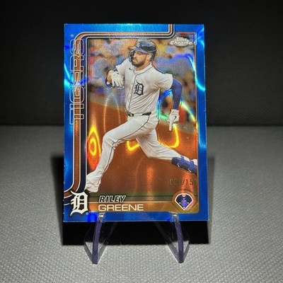 Riley Greene 2025 Topps Chrome #34 Blue Lava Refractor /150 Detroit Tigers