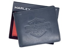 Men's Harley Davidson Black Leather Wallet Brand New In Gift Box