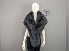 Genuine Fur Fox Stole, Navy blue color, Women's Handmade Evening Shawl