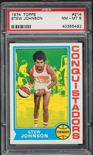 1974 Topps BkB Card #214 Stew Johnson San Diego Conquistadors PSA 8 NM-MT