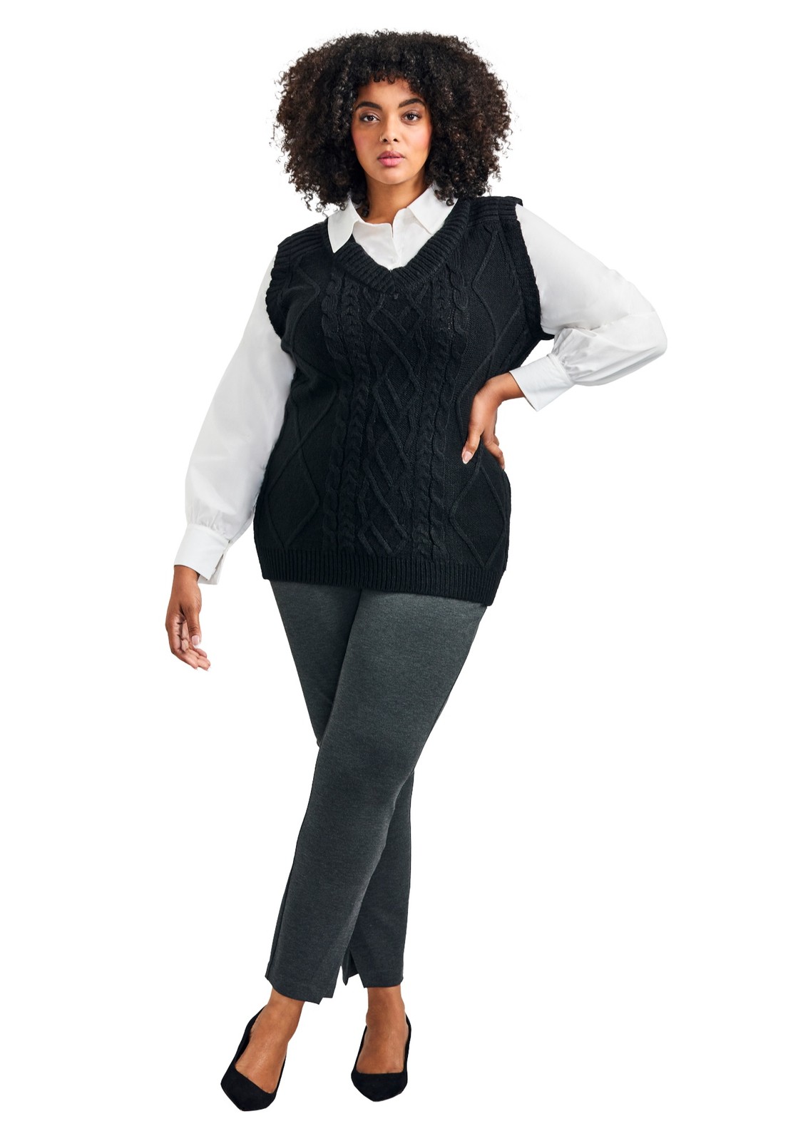 Avenue Women's Plus Size Eva Split Detail Ponte Pant