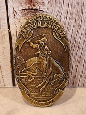 Beautiful Vintage CHAMPION BRONCO BUSTER Montana Belt Buckle Bergamot Pewter