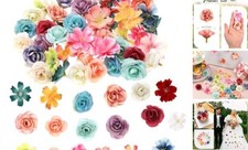 Faux Fabric Flowers - Small Silk Daisy  Rose Heads 50pcs, Multicolor for A