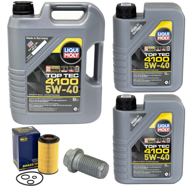 MotoröL Set 4100 5W-40 Liqui Moly 7 Liter + ÖLfilter + Schraube FüR Mercedes-image