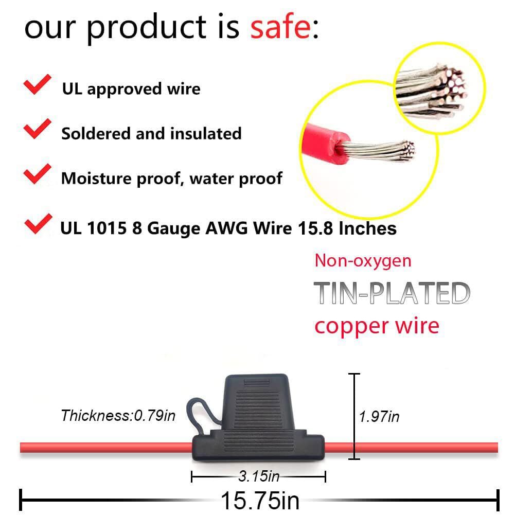 Waterproof Inline Fuse Holder 2 Pack for Maxi Fuse Up to 100A DC 8 Gauge AWG ...