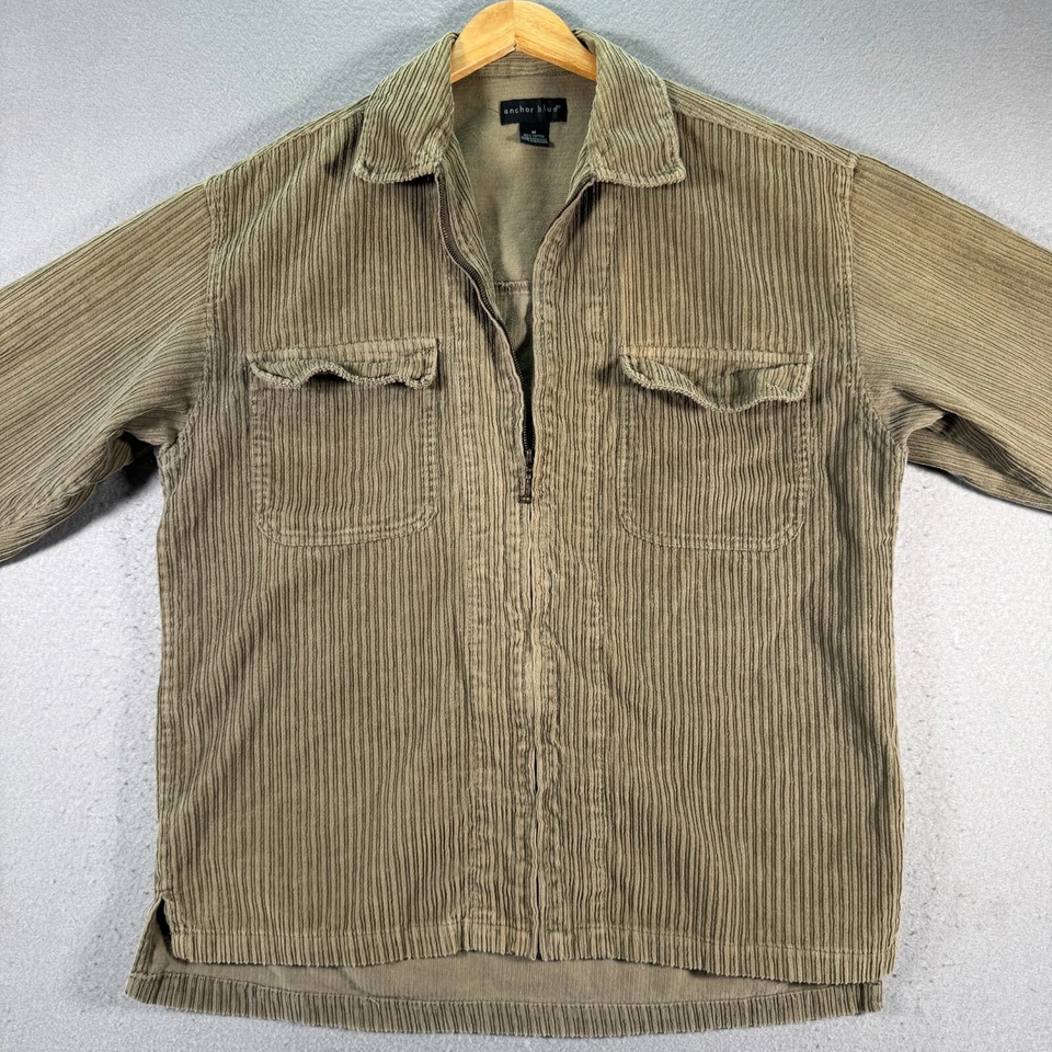 Chaqueta de pana azul ancla vintage para hombre mediana verde cremallera completa ropa exterior Foto 3 de 4