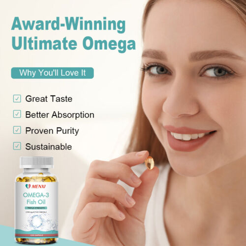 3x Strength 2500mg EPA & DHA Omega 3 Fish Oil 120Pcs Capsules Highest Potency - Afbeelding 1 van 6